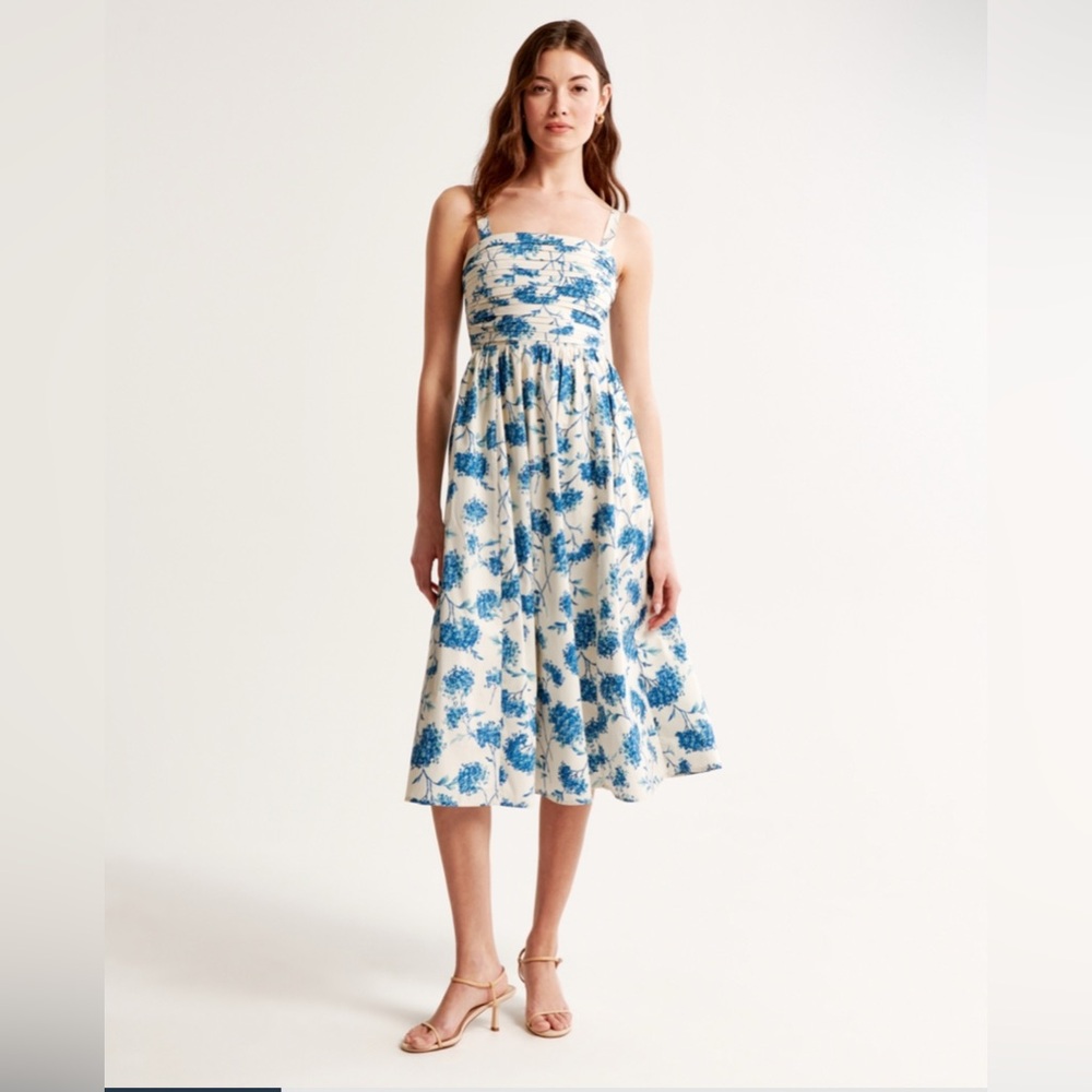Abercrombie Emerson Poplin Wide Strap Midi Dress, XL Petite